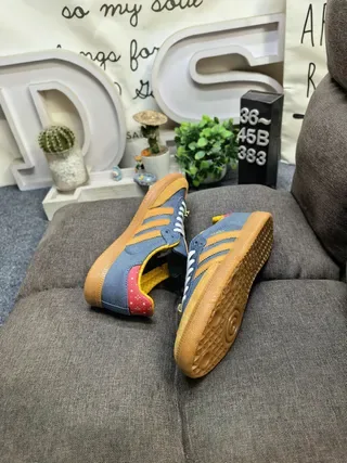 Adidas Samba Denim-Blue Yellow Red Grid Lifestyle Sneakers 6