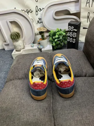 Adidas Samba Denim-Blue Yellow Red Grid Lifestyle Sneakers 8
