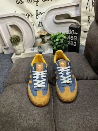 Adidas Samba Denim-Blue Yellow Red Grid Lifestyle Sneakers 10