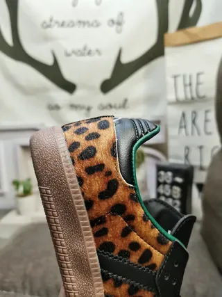 Adidas Samba Leopard-Print Black Teal Gum Lifestyle Sneakers 3