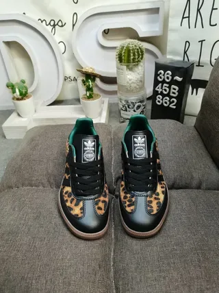 Adidas Samba Leopard-Print Black Teal Gum Lifestyle Sneakers 10
