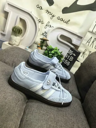 Adidas Samba Light Blue Leather-Like Lifestyle Sneakers 9