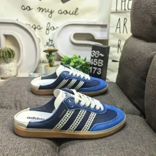 Adidas Samba Navy White Lace-Up Mule Perforated Three-Stripe Casual Shoes