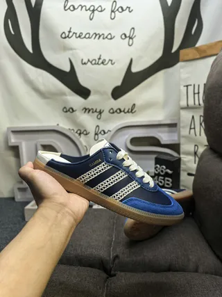 Adidas Samba Navy White Lace-Up Mule Perforated Three-Stripe Casual Shoes 5