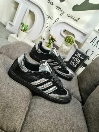 Adidas Samba OG Black Metallic Silver Lifestyle Sneakers 9