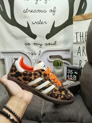 Adidas Samba OG Leopard Print Orange Lace Lifestyle Sneakers 5