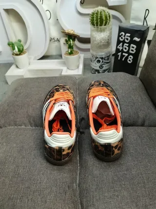 Adidas Samba OG Leopard Print Orange Lace Lifestyle Sneakers 8