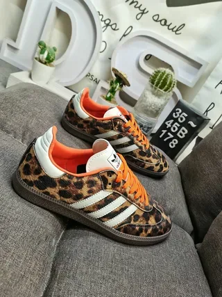 Adidas Samba OG Leopard Print Orange Lace Lifestyle Sneakers 9