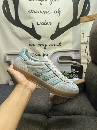 Adidas Samba OG Light Gray and Sky Blue Lifestyle Sneakers 5
