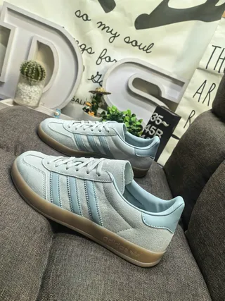 Adidas Samba OG Light Gray and Sky Blue Lifestyle Sneakers 7
