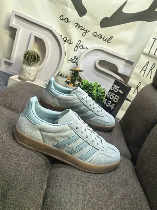 Adidas Samba OG Light Gray and Sky Blue Lifestyle Sneakers 9