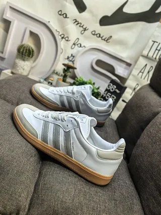Adidas Samba OG White Beige Silver Lifestyle Sneakers 7