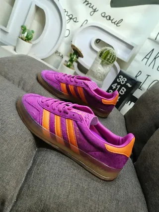 Adidas Samba Purple and Orange Suede Lifestyle Sneakers 7