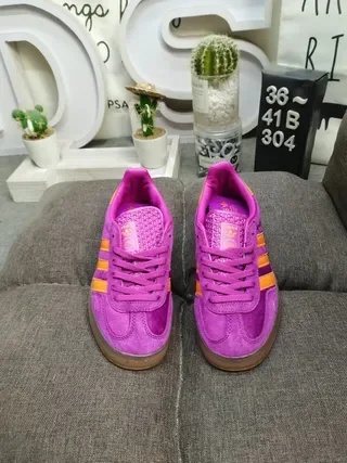 Adidas Samba Purple and Orange Suede Lifestyle Sneakers 10