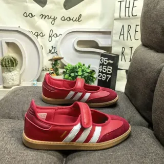 Adidas Samba Red Suede T-Strap Lifestyle Sneakers
