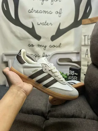Adidas Samba White and Brown Lifestyle Sneakers 5
