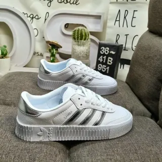 Adidas Samba White and Silver Metallic Lifestyle Sneakers