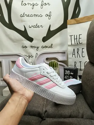 Adidas Samba White and Silver Metallic Lifestyle Sneakers 5