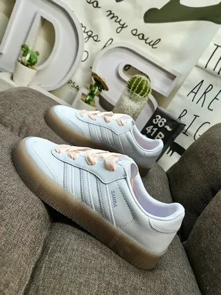Adidas Samba White and Silver Metallic Lifestyle Sneakers 17