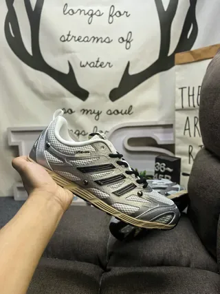 Adidas Silver and Black Three-Stripe Lifestyle Sneakers 5