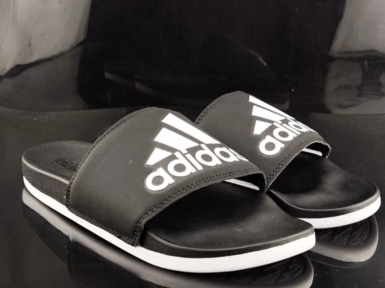 Adidas Slide Black and White Slipper 4