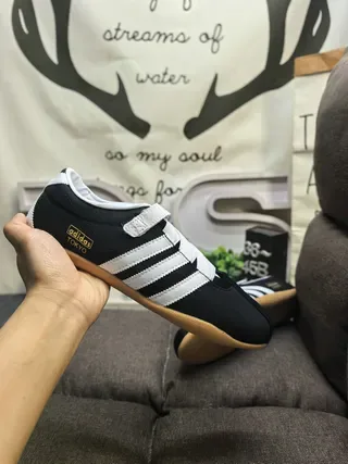 Adidas Spezial Black and White Laceless Lifestyle Sneakers 5