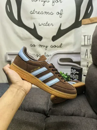 Adidas Spezial Brown and Light Blue Suede Lifestyle Sneakers 5