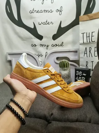 Adidas Spezial حذاء رياضي أسلوب حياة جلد أصفر خردل 5