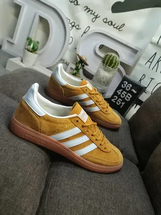 Adidas Spezial حذاء رياضي أسلوب حياة جلد أصفر خردل 9