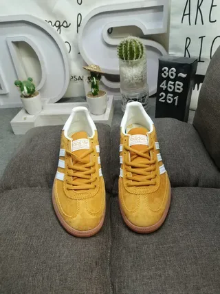 Adidas Spezial حذاء رياضي أسلوب حياة جلد أصفر خردل 10