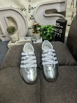 Adidas Spezial Silver White Laceless Strap Closure Metallic Synthetic Upper Lifestyle Sneakers 10