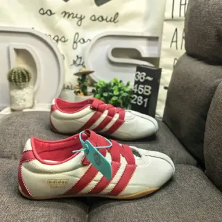 Adidas Spezial White Red Laceless Strap Closure Three Stripes Lifestyle Sneakers