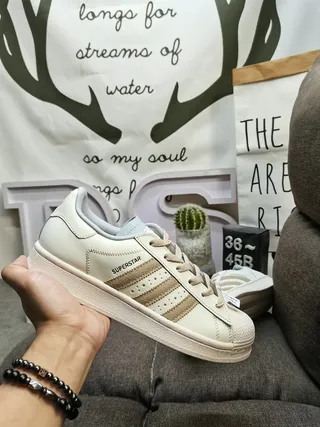 Adidas Superstar Beige and White Lifestyle Sneakers 15