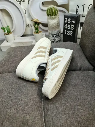 Adidas Superstar Beige and White Lifestyle Sneakers 16