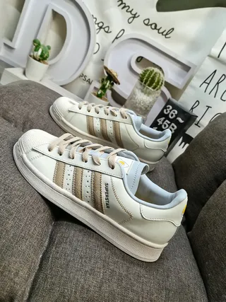 Adidas Superstar Beige and White Lifestyle Sneakers 17