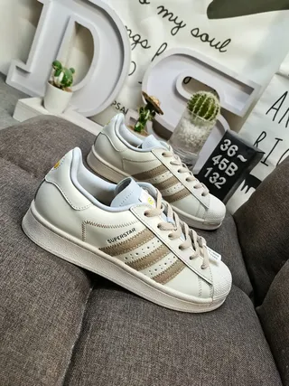 Adidas Superstar Beige and White Lifestyle Sneakers 19