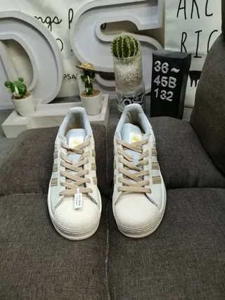 Adidas Superstar Beige and White Lifestyle Sneakers 20