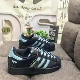 Adidas Superstar Black and Light Blue Lifestyle Sneakers