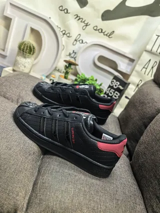 Adidas Superstar Black and Pink Lifestyle Sneakers 7