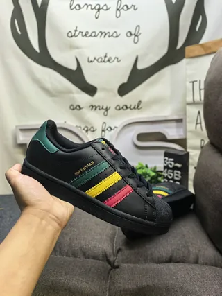 Adidas Superstar Black Green Yellow Red Lifestyle Sneakers 5