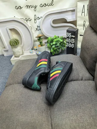 Adidas Superstar Black Green Yellow Red Lifestyle Sneakers 6