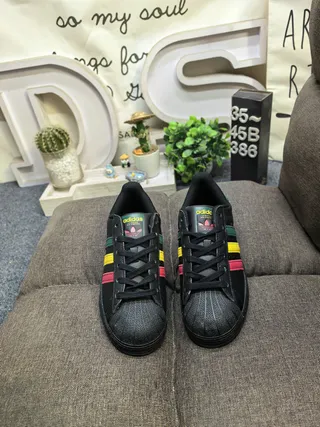 Adidas Superstar Black Green Yellow Red Lifestyle Sneakers 10