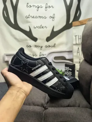 Adidas Superstar Black White Shell-Toe Star-Embroidered Lifestyle Sneakers 5