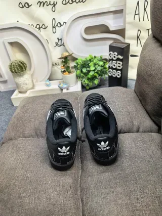 Adidas Superstar Black White Shell-Toe Star-Embroidered Lifestyle Sneakers 8