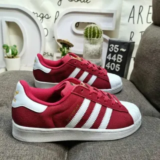 Adidas Superstar Burgundy and White Lifestyle Sneakers