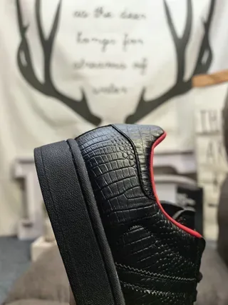 Adidas Superstar Croc-Embossed Black Red Lifestyle Sneakers 3