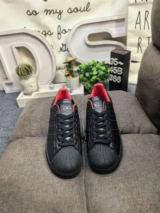 Adidas Superstar Croc-Embossed Black Red Lifestyle Sneakers 10