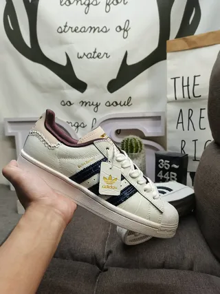 Adidas Superstar Croc-Embossed Off-White Navy Burgundy Lifestyle Sneakers 6