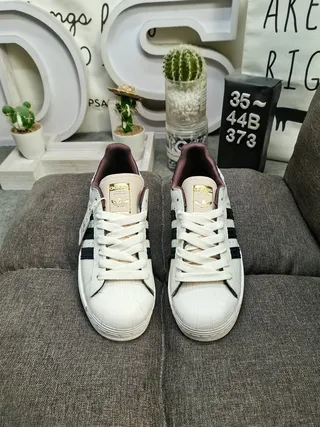 Adidas Superstar Croc-Embossed Off-White Navy Burgundy Lifestyle Sneakers 10