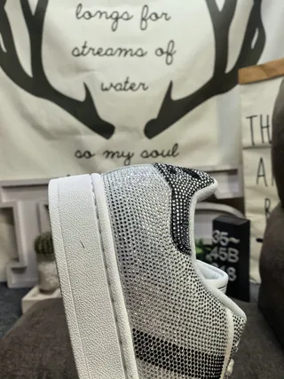 Adidas Superstar Crystal-Embellished Silver and Black Lifestyle Sneakers 3